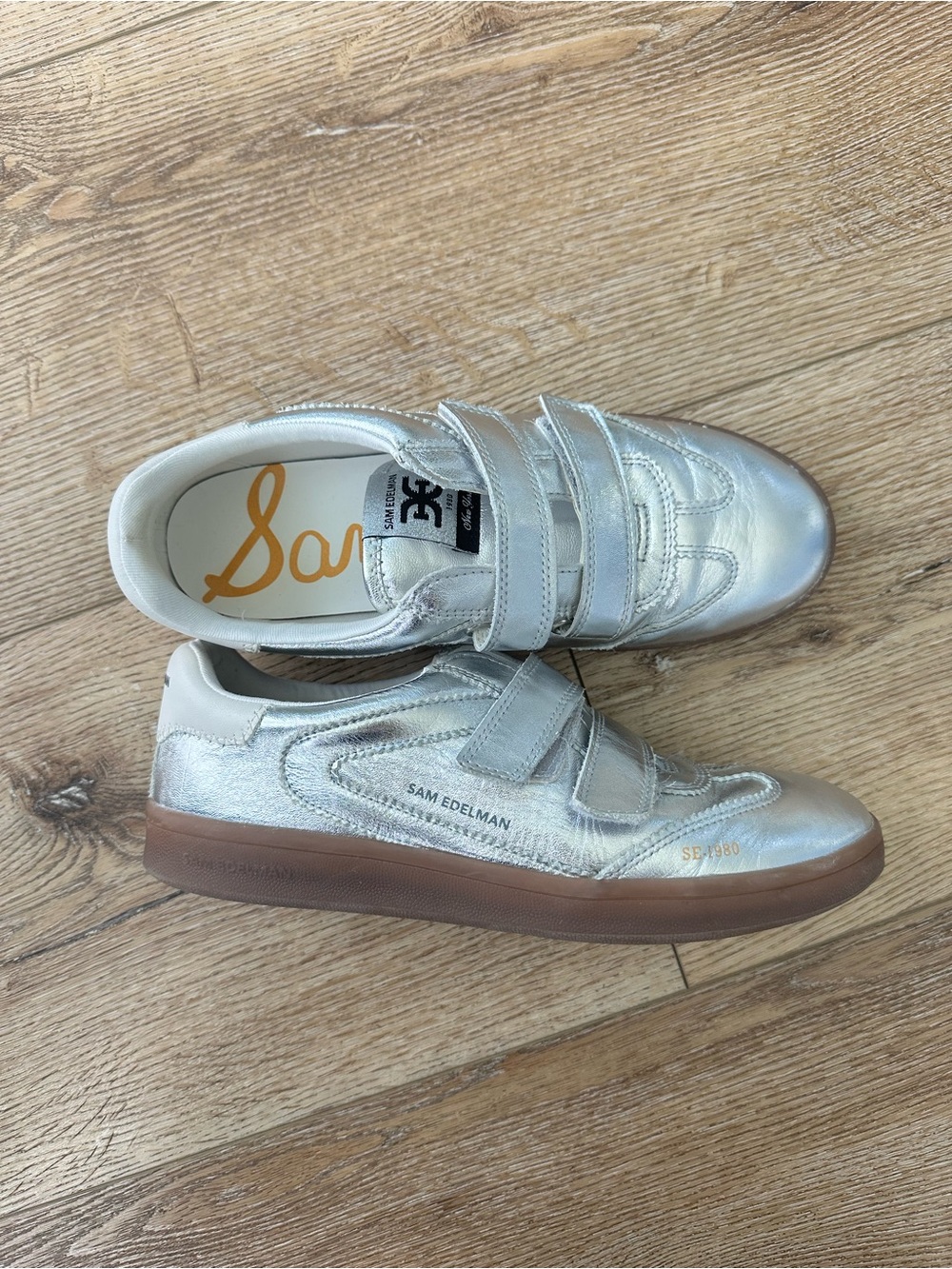 Sam Edelman Metallic Silver Velcro Sneakers
